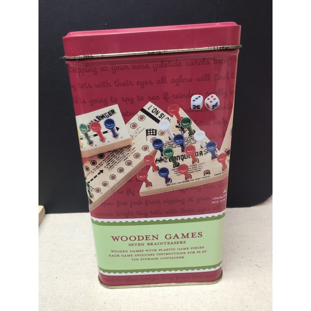 Wooden Games Seven Brainteasers In Tin Wooden Games With Plastic Game Pieces